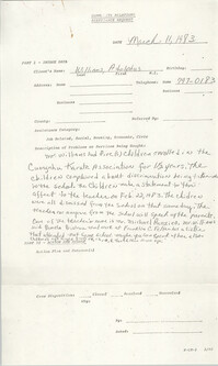 Community Relations Assistance Request, March 11, 1983