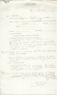 Community Relations Assistance Request, November 21, 1983