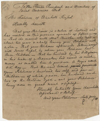 Elizabeth Russel's Petition Letter to the St. Andrew's Society