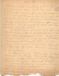 Minutes, Coming Street Y.W.C.A., January 30, 1931