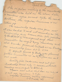 Minutes, Coming Street Y.W.C.A., April 21, 1932