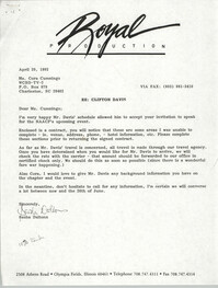Letter from Sasha Daltonn to Cora Cummings, April 20, 1992