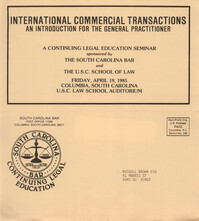 International Commercial Transactions, Continuing Legal Education Seminar Pamphlet, April 19, 1985, Russell Brown