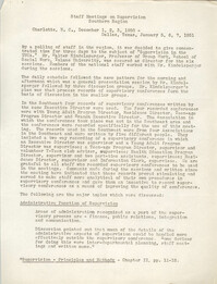 Information on the Staff Meetings on Supervision, Southern Region of the Y.W.C.A., December 1950 to January 1951