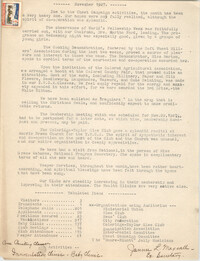 Monthly Report for the Coming Street Y.W.C.A., November 1927