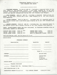 Sponsorship Form, Freedom Fund Drive, Freedom Fund Banquet, National Association for the Advancement of Colored People, 1990