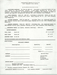 Sponsorships Forms, 1990 Freedom Fund Drive, National Association for the Advancement of Colored People