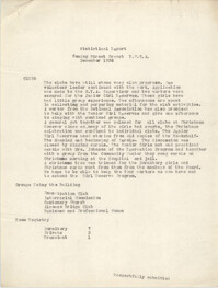 Monthly Report for the Coming Street Y.W.C.A., December 1936