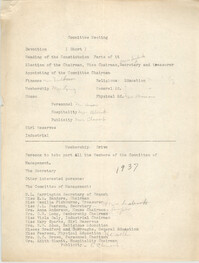 Committee Meeting and Membership Drive Programs, 1937
