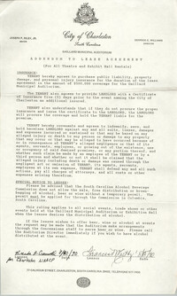 Addendum to Lease Agreement, Gaillard Municipal Auditorium, Charleston Branch of the NAACP, August 1990