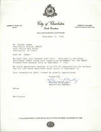 Letter from Frances McCarthy to Dwight James, September 11, 1991