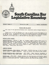 South Carolina Bar Legislative Roundup, Vol. 6 No. 2, February 10, 1984