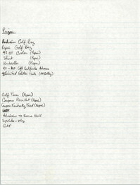 Handwritten Notes, NAACP Invitational Golf Classic