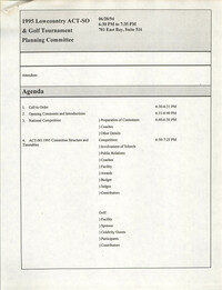 Agenda, 1995 Lowcountry ACT-SO & Golf Tournament Planning Committee