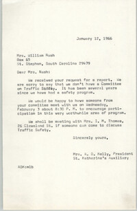 Letter from Anna D. Kelly to William Nash, January 12, 1966
