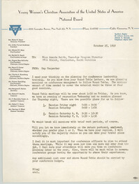 National Board of the Y.W.C.A. Memorandum, October 25, 1949
