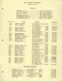 Y.W.C.A. of Greater Charleston Board of Directors, March 2, 1976