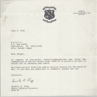 Letter from Beverly D. Pigg to Dwight James, June 9, 1992