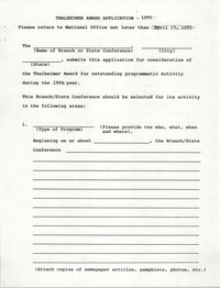 Thalheimer Award Application, NAACP, 1995