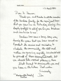Correspondence Regarding Voorhees College, April 13, 1997