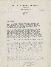 Democratic Committee: Correspondence between Jennings Cauthen of the Charleston Evening Post and Senator Burnet R. Maybank, May-June 1944