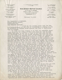 Charleston Vice: Correspondence between Reverend Walter G. Kersey and Senator Burnet R. Maybank, February 1942