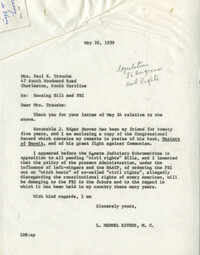 Correspondence between Paul E. Trouche and Representative L. Mendel Rivers, May 24, 1959