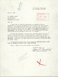 Letter from Laura E. Crawford to DeWight James, March 2, 1990