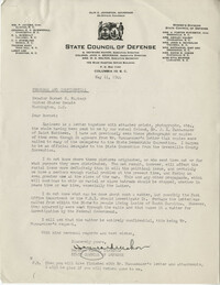 Democratic Committee: Correspondence between G. Heyward Mahon (Director of the South Carolina State Council of Defense) and Senator Burnet R. Maybank, May 1944