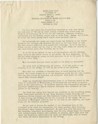 Democratic Committee: Short Radio Talk Delivered by Senator Edgar A. Brown over the Columbia Broadcasting System Station WSPA, October 5, 1944