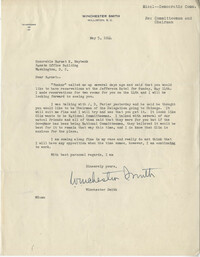 Democratic Committee: A Letter from Winchester Smith to Senator Burnet R. Maybank, May 5, 1944