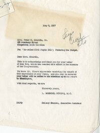 Letter from Mrs. Peter G. Gourdin to Representative L. Mendel Rivers, May 3, 1957