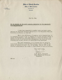 Democratic Committee: Correspondence between J. M. Smith (Treasurer of the South Carolina State Democratic Executive Committee) and Senator Burnet R. Maybank, May 1944