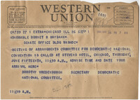 Democratic Committee: Correspondence between Dorothy Vredenburgh (Secretary of the Democratic National Committee) and Senator Burnet R. Maybank, May 1944