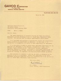 Letter from E. I. Melin to Charleston Branch of the NAACP, March 28, 1983