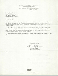 Letter from M. E. Lamar to Delbert Woods, March 2, 1983