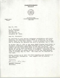 Letter from Barbara Kingston to C. W. Stevenson, May 10, 1991