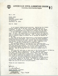 Letter from Eugene Vasilew to Dwight James, May 6, 1991