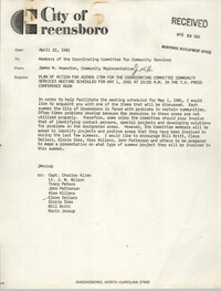 City of Greensboro Memorandum, April 22, 1981