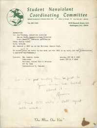 Memorandum from Miriam Cohen to Jim Foreman, March 15, 1964