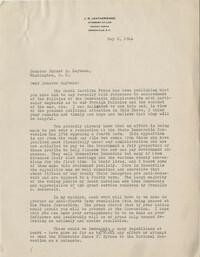 Democratic Committee: Correspondence between J. G. Leatherwood and Senator Burnet R. Maybank, May 1944