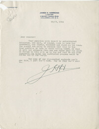 Democratic Committee: Correspondence between James H. Hammond and Senator Burnet R. Maybank, May 1944