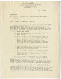Democratic Committee: Memorandum from Robert E. Hannegan (Chairman of the Democratic National Committee), May 1, 1944