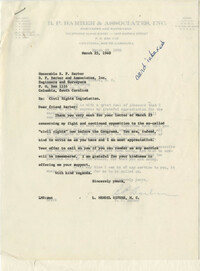 Correspondence between B. P. Barber and Representative L. Mendel Rivers, March 23, 1960