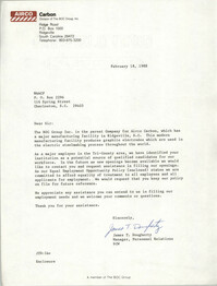 Letter from James T. Dougherty to Charleston Branch of the NAACP, February 18, 1988