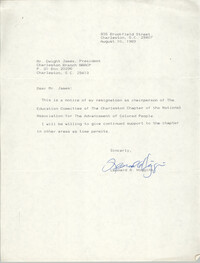 Letter from Leonard A. Higgins to Dwight James, August 10, 1989