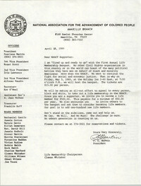 Letter from P. G. Martin to NAACP Supporters, April 18, 1989