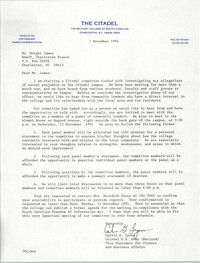Letter from Calvin G. Lyons to Dwight James, November 7, 1991