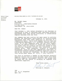 Letter from William G. Stewart to Dwight James, October 8, 1991