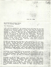 Letter from Gwendolyn Williams to Andrew Young, July 31, 1988